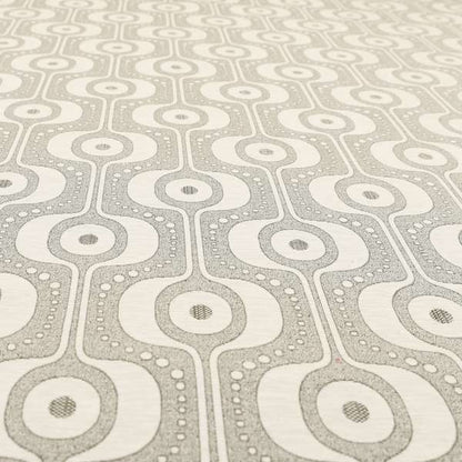 Apocalypse Geometric Pattern Fabric In Silver Grey Colour Upholstery Fabric CTR-141 - Roman Blinds