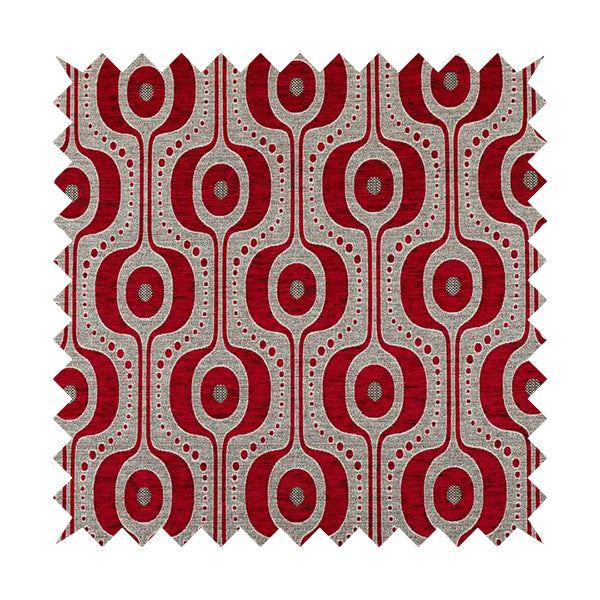 Apocalypse Geometric Pattern Fabric In Red Colour Upholstery Fabric CTR-142 - Made To Measure Curtains