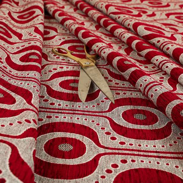 Apocalypse Geometric Pattern Fabric In Red Colour Upholstery Fabric CTR-142