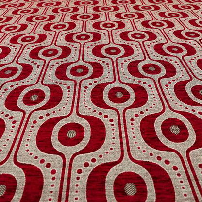 Apocalypse Geometric Pattern Fabric In Red Colour Upholstery Fabric CTR-142 - Made To Measure Curtains