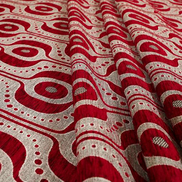 Apocalypse Geometric Pattern Fabric In Red Colour Upholstery Fabric CTR-142 - Roman Blinds