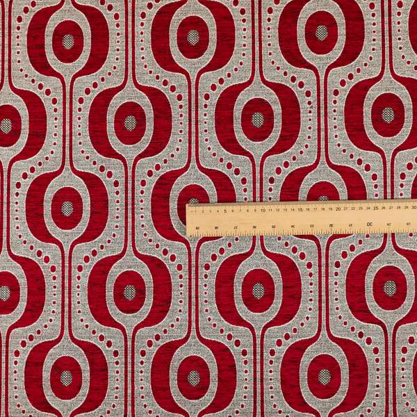 Apocalypse Geometric Pattern Fabric In Red Colour Upholstery Fabric CTR-142 - Roman Blinds