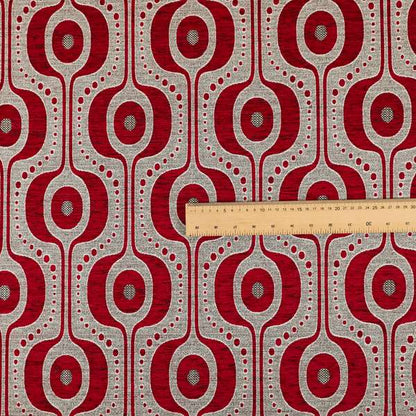 Apocalypse Geometric Pattern Fabric In Red Colour Upholstery Fabric CTR-142 - Made To Measure Curtains