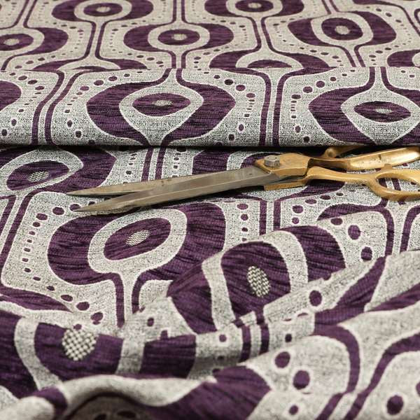 Apocalypse Geometric Pattern Fabric In Purple Colour Upholstery Fabric CTR-143 - Roman Blinds