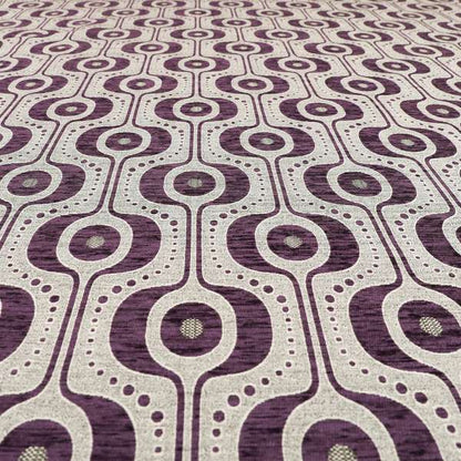 Apocalypse Geometric Pattern Fabric In Purple Colour Upholstery Fabric CTR-143 - Made To Measure Curtains