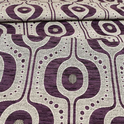 Apocalypse Geometric Pattern Fabric In Purple Colour Upholstery Fabric CTR-143 - Made To Measure Curtains