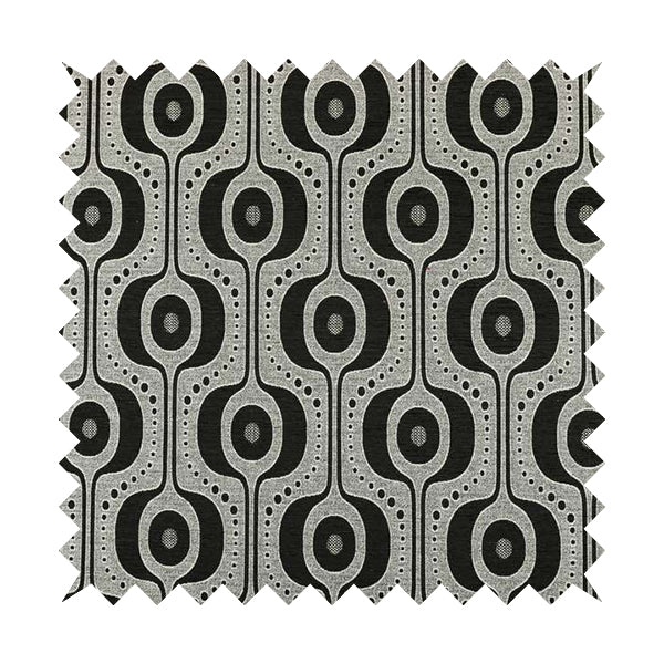 Apocalypse Geometric Pattern Fabric In Black Colour Upholstery Fabric CTR-144 - Made To Measure Curtains