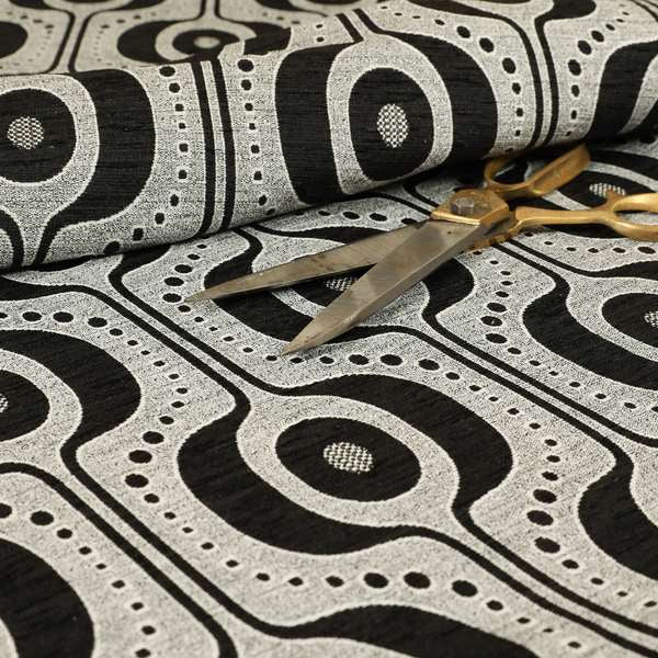 Apocalypse Geometric Pattern Fabric In Black Colour Upholstery Fabric CTR-144 - Made To Measure Curtains