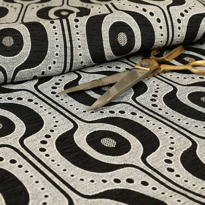 Apocalypse Geometric Pattern Fabric In Black Colour Upholstery Fabric CTR-144 - Handmade Cushions