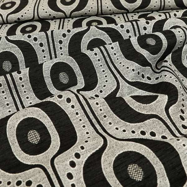 Apocalypse Geometric Pattern Fabric In Black Colour Upholstery Fabric CTR-144 - Roman Blinds