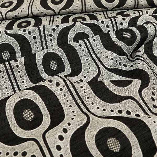 Apocalypse Geometric Pattern Fabric In Black Colour Upholstery Fabric CTR-144 - Made To Measure Curtains