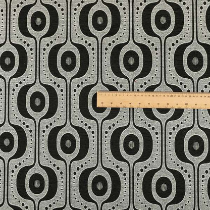 Apocalypse Geometric Pattern Fabric In Black Colour Upholstery Fabric CTR-144 - Made To Measure Curtains