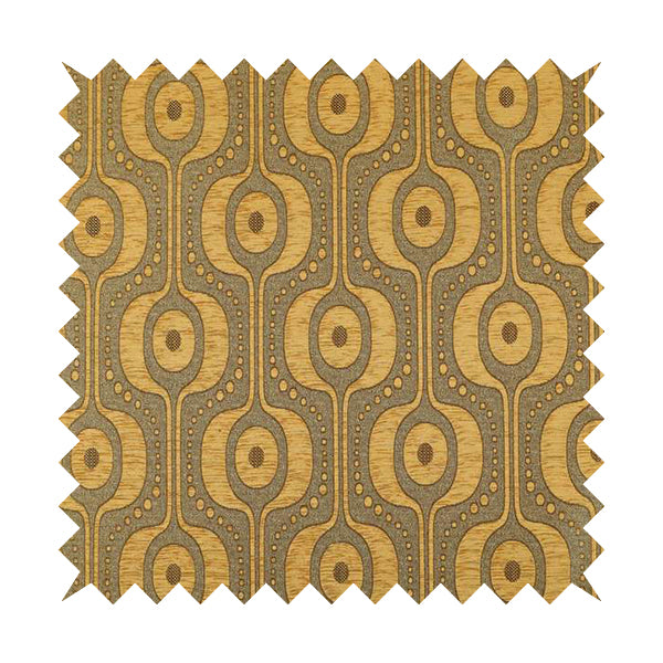 Apocalypse Geometric Pattern Fabric In Gold Colour Upholstery Fabric CTR-145 - Roman Blinds