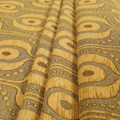 Apocalypse Geometric Pattern Fabric In Gold Colour Upholstery Fabric CTR-145 - Roman Blinds