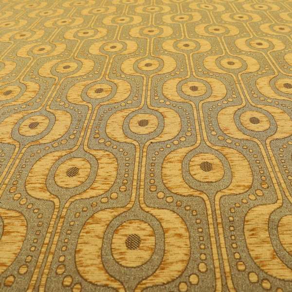 Apocalypse Geometric Pattern Fabric In Gold Colour Upholstery Fabric CTR-145 - Roman Blinds