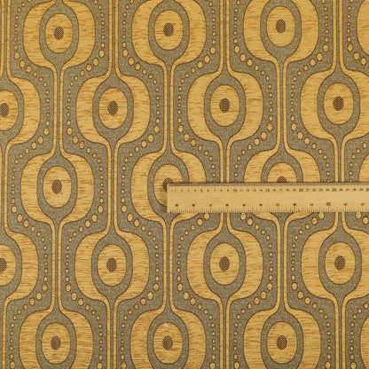 Apocalypse Geometric Pattern Fabric In Gold Colour Upholstery Fabric CTR-145 - Roman Blinds