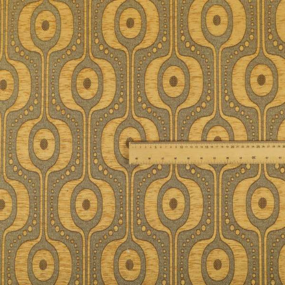 Apocalypse Geometric Pattern Fabric In Gold Colour Upholstery Fabric CTR-145 - Made To Measure Curtains