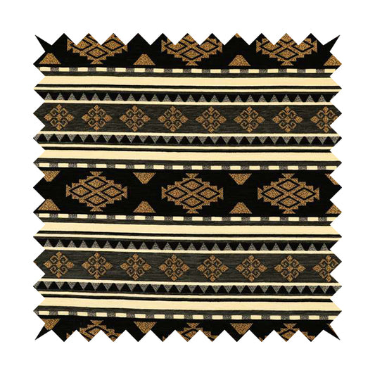 Anthropology Kilim Pattern Fabric In Grey Black Gold Colour Upholstery Furnishing Fabric CTR-146