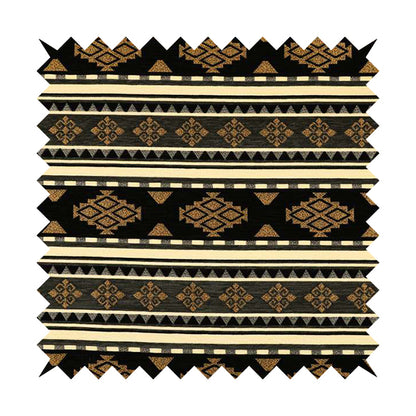 Anthropology Kilim Pattern Fabric In Grey Black Gold Colour Upholstery Furnishing Fabric CTR-146 - Handmade Cushions