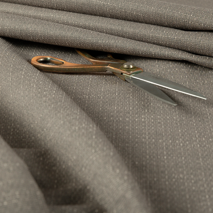 Sydney Linen Effect Chenille Plain Water Repellent Brown Upholstery Fabric CTR-1460 - Made To Measure Curtains