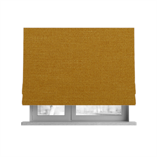Sydney Linen Effect Chenille Plain Water Repellent Yellow Upholstery Fabric CTR-1463 - Roman Blinds