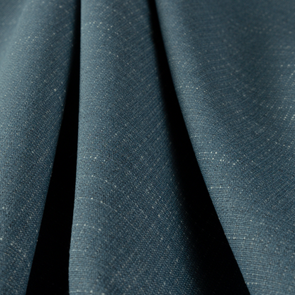 Sydney Linen Effect Chenille Plain Water Repellent Navy Blue Upholstery Fabric CTR-1465