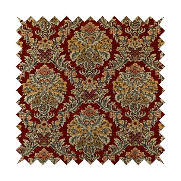 Legacy Damask Collection Exotic Rich Floral Pattern Red Colour Upholstery Fabric CTR-151 - Roman Blinds