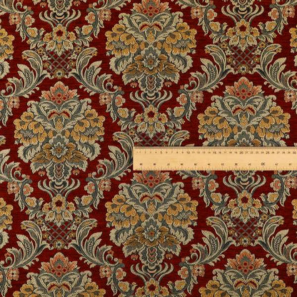 Legacy Damask Collection Exotic Rich Floral Pattern Red Colour Upholstery Fabric CTR-151 - Roman Blinds