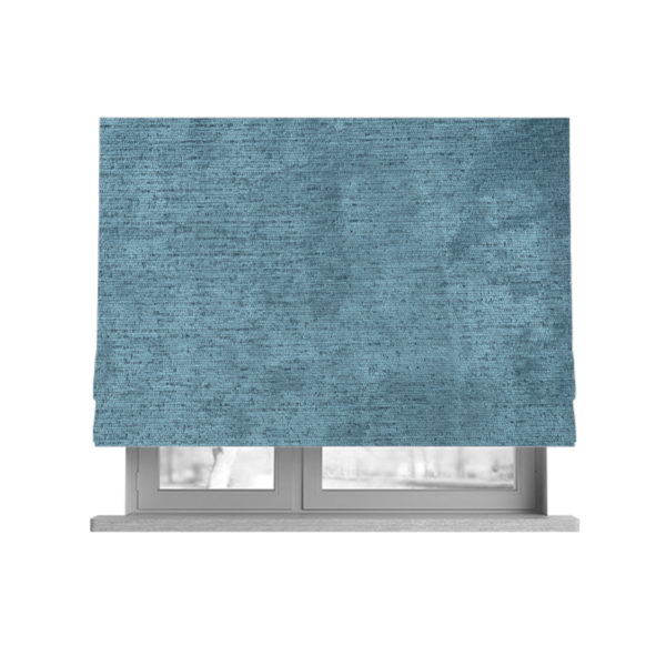 Melbourne Chenille Plain Blue Upholstery Fabric CTR-1517 - Roman Blinds