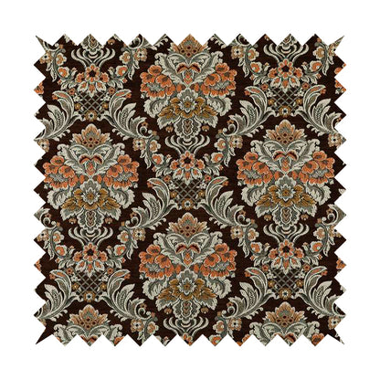 Legacy Damask Collection Exotic Rich Floral Pattern Brown Colour Upholstery Fabric CTR-152 - Handmade Cushions