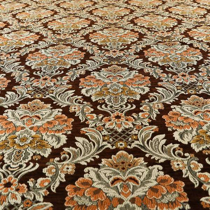 Legacy Damask Collection Exotic Rich Floral Pattern Brown Colour Upholstery Fabric CTR-152 - Made To Measure Curtains