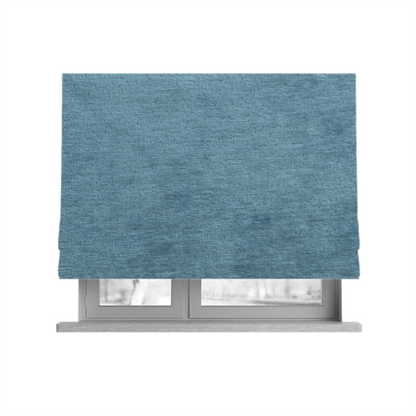 Melbourne Chenille Plain Blue Upholstery Fabric CTR-1520 - Roman Blinds