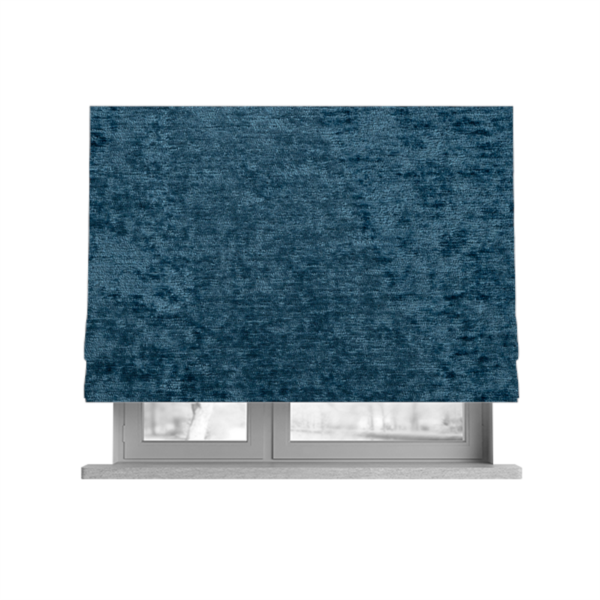 Melbourne Chenille Plain Blue Upholstery Fabric CTR-1521 - Roman Blinds