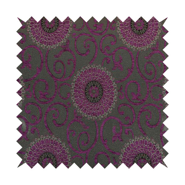 Anthozoa Collection Round Floral Shiny Finish Pattern In Pink Upholstery Fabric CTR-158 - Roman Blinds