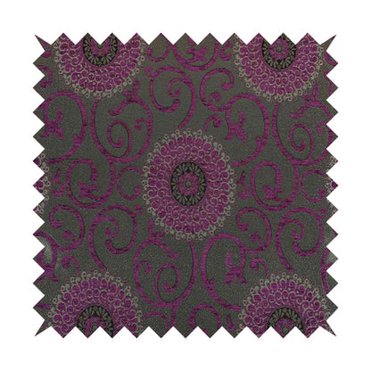 Anthozoa Collection Round Floral Shiny Finish Pattern In Pink Upholstery Fabric CTR-158 - Handmade Cushions