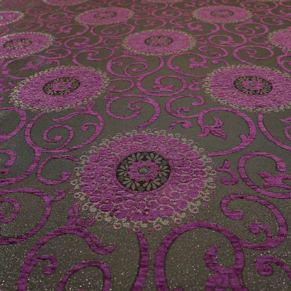 Anthozoa Collection Round Floral Shiny Finish Pattern In Pink Upholstery Fabric CTR-158 - Handmade Cushions