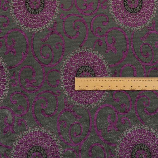 Anthozoa Collection Round Floral Shiny Finish Pattern In Pink Upholstery Fabric CTR-158 - Roman Blinds