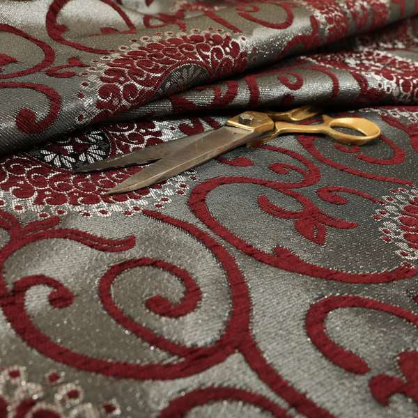 Anthozoa Collection Round Floral Shiny Finish Pattern In Burgundy Upholstery Fabric CTR-159 - Roman Blinds