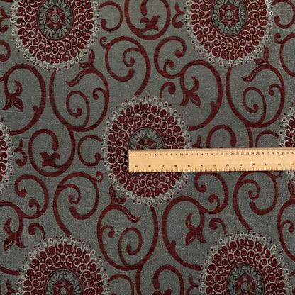 Anthozoa Collection Round Floral Shiny Finish Pattern In Burgundy Upholstery Fabric CTR-159 - Roman Blinds