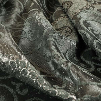 Anthozoa Collection Round Floral Shiny Finish Pattern In Grey Upholstery Fabric CTR-161 - Roman Blinds