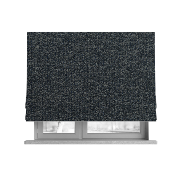 Manekpore Soft Plain Chenille Water Repellent Black Grey Upholstery Fabric CTR-1613 - Roman Blinds