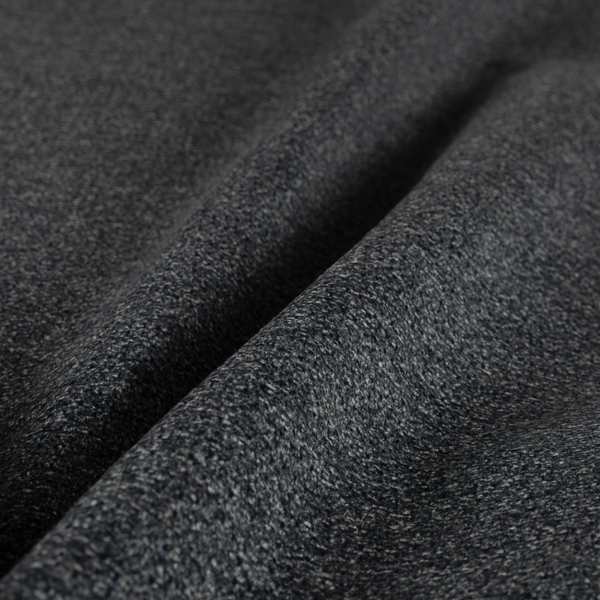 Manekpore Soft Plain Chenille Water Repellent Black Grey Upholstery Fabric CTR-1613 - Made To Measure Curtains