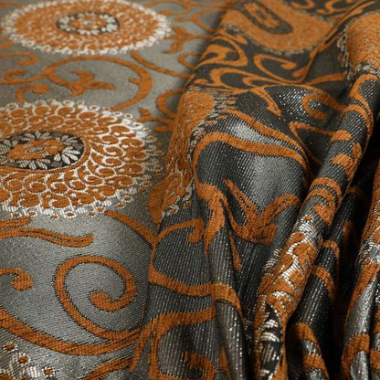 Anthozoa Collection Round Floral Shiny Finish Pattern In Orange Upholstery Fabric CTR-162 - Roman Blinds