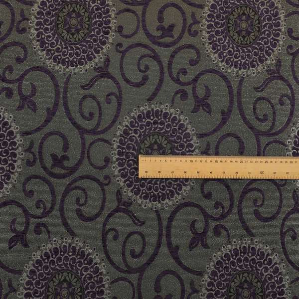 Anthozoa Collection Round Floral Shiny Finish Pattern In Purple Upholstery Fabric CTR-163 - Roman Blinds