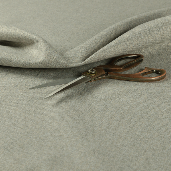 Jordan Soft Touch Chenille Plain Water Repellent Natural With Grey Upholstery Fabric CTR-1638 - Roman Blinds