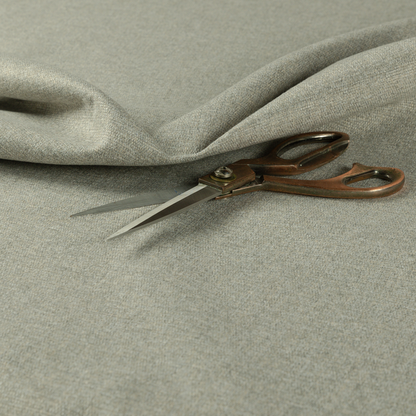 Jordan Soft Touch Chenille Plain Water Repellent Natural With Grey Upholstery Fabric CTR-1638 - Roman Blinds