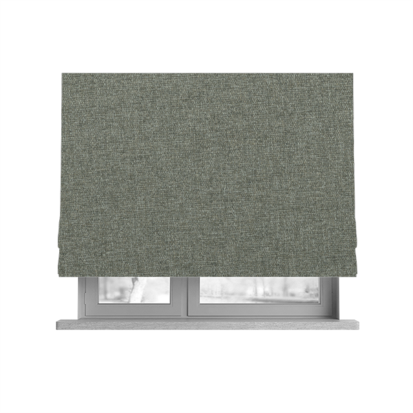 Jordan Soft Touch Chenille Plain Water Repellent Natural With Slate Grey Upholstery Fabric CTR-1639 - Roman Blinds