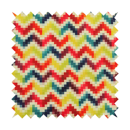 Freedom Printed Velvet Fabric Collection Rainbow Geometric Chevron Pattern Upholstery Fabric CTR-166 - Roman Blinds