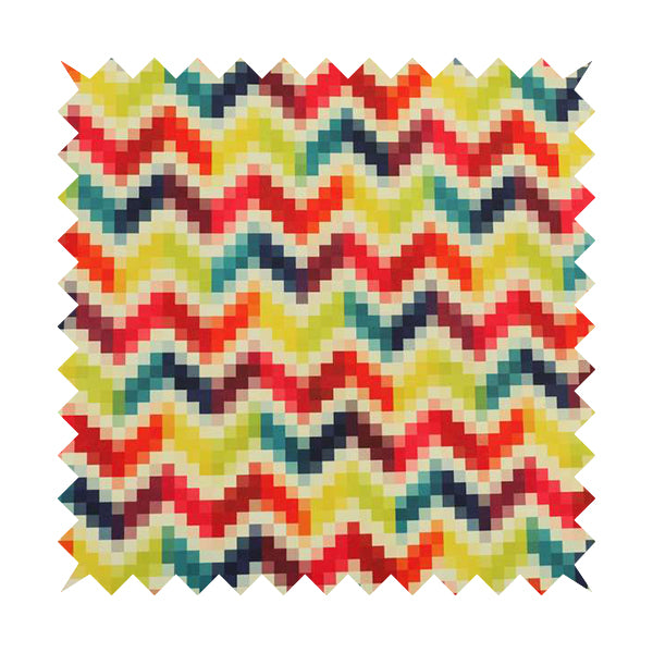 Freedom Printed Velvet Fabric Collection Rainbow Geometric Chevron Pattern Upholstery Fabric CTR-166