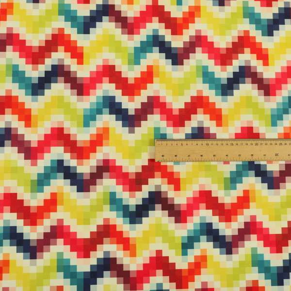 Freedom Printed Velvet Fabric Collection Rainbow Geometric Chevron Pattern Upholstery Fabric CTR-166 - Handmade Cushions